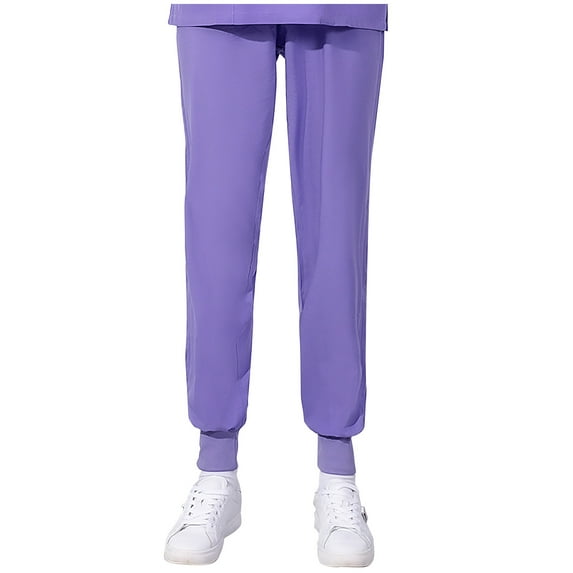 HAPIMO Scrubs Pants Bunched Feet for Women Elastic Waist Trendy Clothes Solid Color Retro Trousers Leisure Relaxed Workout Purple XL