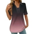 thumbnail image 1 of HAPIMO Shirts for Women Casual Button Down Womens Summer Fashion Tops Lapel Collar Cozy Blouse Short Sleeve Shirt Classic-Gradient Color Ombre Print Tee Shirt Red XL, 1 of 5