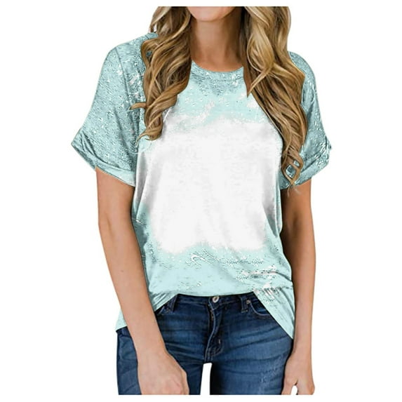 HAPIMO Shirts for Women Casual Tie Dye Womens Summer Fashion Tops Round Neck Cozy Blouse Short Sleeve Shirt Classic-Fit Gradient Color Ombre Print Tee Shirt