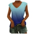thumbnail image 1 of HAPIMO Shirts for Women V-Neck Tee Shirt Solid Color Casual Comfy Pullover Tops Teen Grils Fashion Clothes Soft Cap Sleeve Womens Summer Tops Blue L, 1 of 5