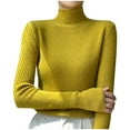 thumbnail image 1 of HAPIMO Slim Wool Sweater Women Fall Winter Warm Knitted Pullover High Neck Long Sleeve Sweater Basic Tops Stretch Yellow S, 1 of 3