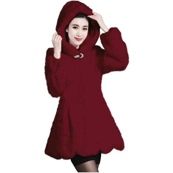 HAPIMO Soft Fleece Hoodie Jacket Cardigan Pocket for Women Solid Color Trendy Holiday Casual Relaxed Side Split Long Sleeve Outwear Cloth Open Front Button Teen Girls Red L