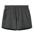 thumbnail image 1 of HAPIMO Solid Color Men's Shorts Lightweight Relaxed Fit Elastic Waist Drawstring Casual Outings Sports Shorts Comfy Shorts for Beach Vacation Breathable Shorts Dark Gray Large, 1 of 3