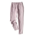 thumbnail image 1 of HAPIMO Solid Color Pants Casual Slacks Cotton Sweatpants Workout Drawstring Elastic Waist Trousers Straight Leg Capris Pants Loose Plus Size Pants for Women Pink L, 1 of 3