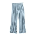 thumbnail image 1 of HAPIMO Solid Color Pants Lightweight Drawstring Elastic Waist Trousers Workout Casual Cotton Sweatpants Comfy Pajamas Lightweight Loose Plus Size Pants for Women Blue XXL, 1 of 5