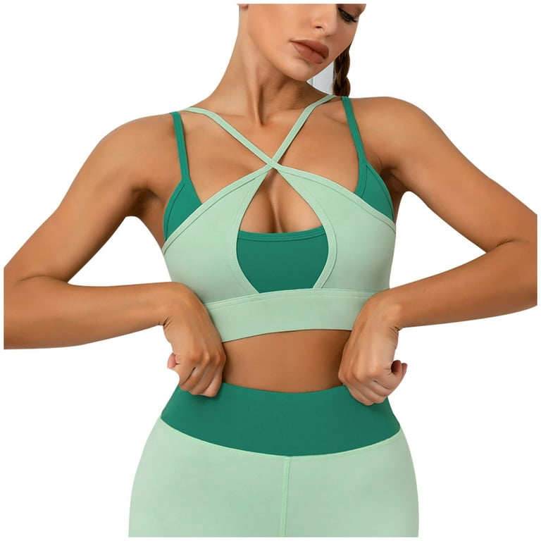 HAPIMO Sport Bras for Women Shockproof Vest Breasted Ultra Criss Cross  Lingerie Comfort Daily Brassiere Stretch Underwear Yoga Wear Running Back  Training Camisole Discount Green S 