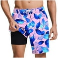 thumbnail image 1 of HAPIMO Casual Outings Travel Shorts 9" Beach Shorts Men Swim Trunks with Compression Liner Summer Outdoor Swimsuit Shorts Quick Dry Board Shorts Hawaiian Bathing Mesh Lining Shorts Purple 3X-Large, 1 of 6