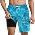 thumbnail image 1 of HAPIMO Summer Outdoor Swimsuit Shorts 9" Beach Shorts Men Swim Trunks with Compression Liner Hawaiian Bathing Mesh Lining Shorts Quick Dry Board Shorts Casual Outings Travel Shorts Sky Blue Small, 1 of 6