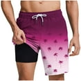 thumbnail image 1 of HAPIMO Summer Outdoor Swimsuit Shorts 9" Beach Shorts Men Swim Trunks with Compression Liner Quick Dry Board Shorts Hawaiian Bathing Mesh Lining Shorts Casual Outings Travel Shorts Pink 3X-Large, 1 of 6