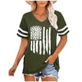 thumbnail image 1 of HAPIMO Summer Shirts for Women Independence Day Short Sleeve Tees O-Neck Pullover Colorblock Stripe Print Tops Loose Blouses Dressy Casual T-Shirts Green XL, 1 of 4