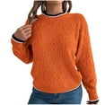 thumbnail image 1 of HAPIMO Sweaters for Women Trendy Crewneck Solid Long Sleeve Color Block Sweater Fall Chunky Cable Knit Pullover Tops Orange L, 1 of 7