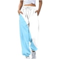 thumbnail image 1 of HAPIMO Sweatpants Women Elastic High Waist Joggers Baggy Drawstring Straight Pants Casual Workout Pants Color Block Trousers Light Blue L, 1 of 5