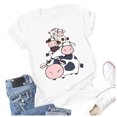 thumbnail image 1 of HAPIMO T-Shirts for Women Womens Summer Fashion Tops Classic-Fit Short Sleeve Shirt Casual Basic Cow Graphic Print Tee Shirt Crewneck Cozy Blouse Savings White L, 1 of 3