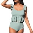 thumbnail image 1 of HAPIMO Tankini Swimsuits for Women Two Piece Bathing Suits Crop Top with High Waist Bottoms Tummy Control Summer Beach Pool Swimwear with Chest Pad Green XL, 1 of 7