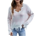 thumbnail image 1 of HAPIMO Tassels Sweaters for Women Long Sleeve Crewneck Solid Color Casual Fuzzy Jumper Pullover Womens Fall Fashion Cropped Sweater Pink XL, 1 of 4