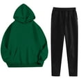 thumbnail image 1 of HAPIMO Two Piece Outfits for Women Hooded Sweatshirts Casual Long Sleeve Pullover Tops Drawstring Straight Leg Sweatpants Tracksuit Sets Green L, 1 of 6