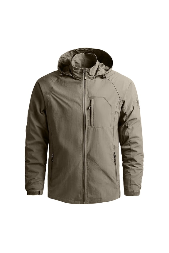UnOutdoor Soft Rushing Jacket Fall Zipper Multi Pocket Waterproof Camouflage Mountaineering Clothing Jacket Khaki XXL