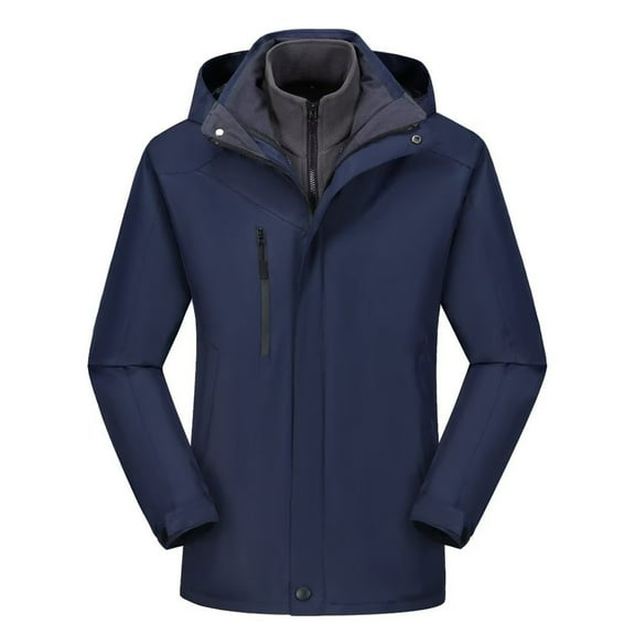 HAPIMO Unisex Jackets Lightweight Rain Jacket for Women with Detachable Hood Raincoat Plus Size Winter Ski Jacket Outdoor Travel Coat Windproof Jackets Pockets Zipper Blue XXL