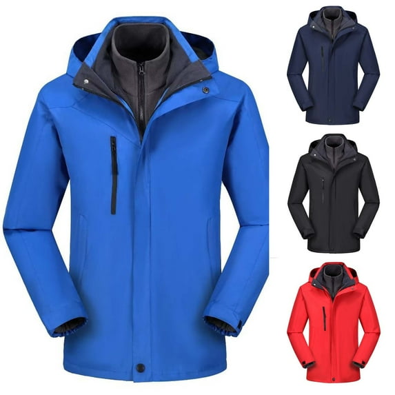 HAPIMO Unisex Jackets Lightweight Rain Jacket for Women with Detachable Hood Raincoat Plus Size Winter Ski Jacket Outdoor Travel Coat Windproof Jackets Pockets Zipper Black L