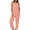 thumbnail image 1 of HAPIMO Wide Leg Cotton Linen Jumpsuit for Women Clearance Summer Relaxed Baggy Pocket Sleeveless Trousers Casual Button Workout Fashion Solid Sale Pink, 1 of 9