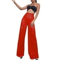 thumbnail image 1 of HAPIMO Wide Leg Elegant Pants for Women Retro Leisure Relaxed Workout Trendy Clothes Solid Color Sequin High Rise Zipper Trousers Red L, 1 of 5