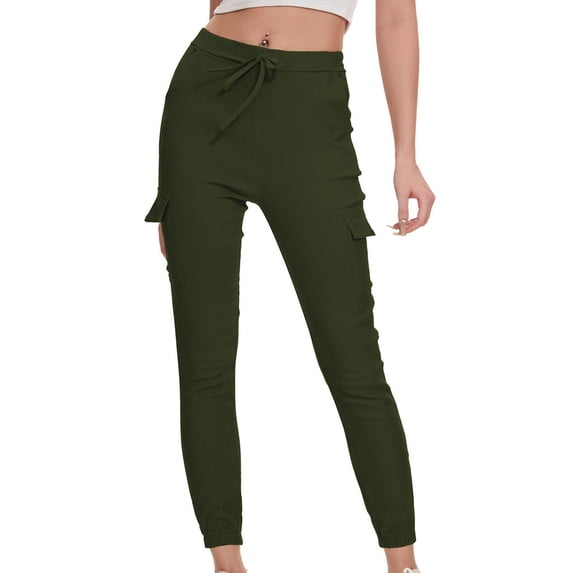 HAPIMO Wide Leg Sweatpants Jogger Pants for Women Summer Relaxed Solid High Elastic Waist Trousers Drawstring Casual Comfy Fashion Green L