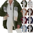 thumbnail image 1 of HAPIMO Winter Coats for Women Fuzzy Fleece Jacket Color Block Patchwork Cardigan Coats Outerwear with Pockets Long Sleeve Green L, 1 of 5