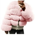 thumbnail image 1 of HAPIMO Winter Coats for Women Open Front Faux Cardigan Long Sleeve Outwear Jacket Wedding Guest Pink L, 1 of 6