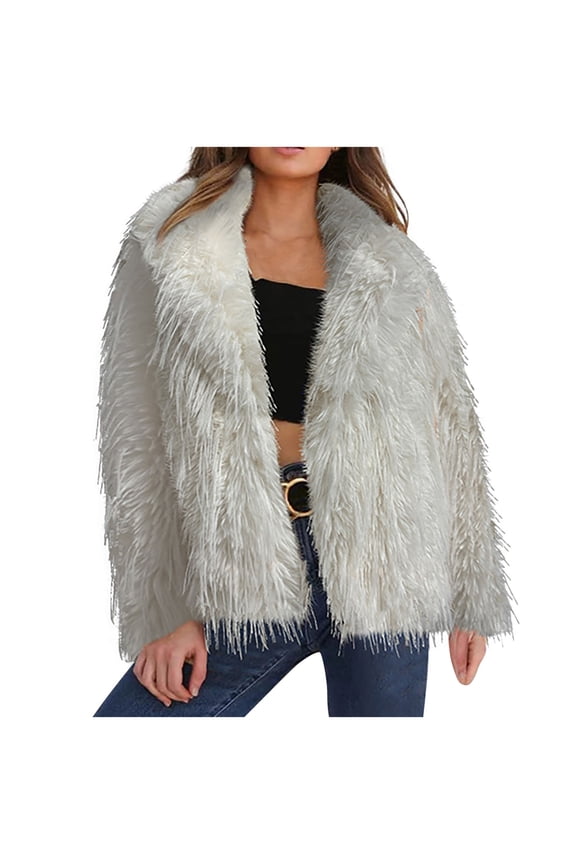 Winter Coats for Women Open Front Faux Cardigan Long Sleeve Outwear Jacket Wedding Guest White XL