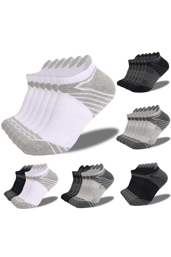 Winter Cotton Socks Warm Running Athletic Socks Ankle Socks 6 Pairs, Solid Color Socks Slipper Xmas Gifts for Women Men Sports Socks Breathable Black