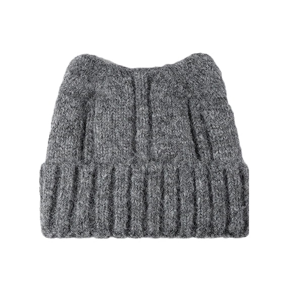 HAPIMO Winter Hats for Women Men Cat Ear Beanie Wool Knit Hats Thickened Warm Beanie Winter Headwear Knit Cuffed Hat Dark Gray Free Size