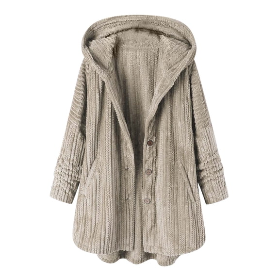 HAPIMO Winter Sherpa Coats for Women Solid Open Front Padded Jacket Girls Fall Fashion Tops Casual Comfy Long Sleeve Womens Faux Lambwool Hoodie Outwear Yellow M