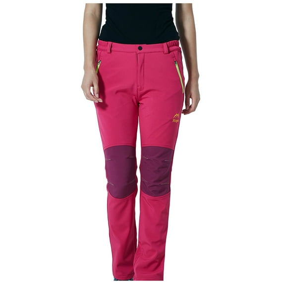 HAPIMO Winter Ski Pants for Women High Rise Fall Trousers Outdoor Mountaineering And Skiing Charge Stitching Trendy Clothes Solid Patchwork Hot Pink M