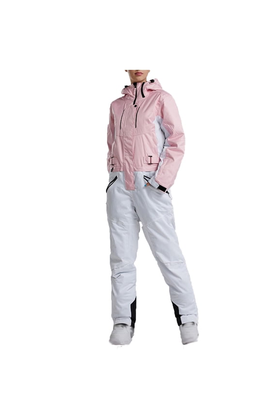 Winter Skisuit for Women Waterproof Windproof Ski Jacket and Outdoor Snowboard Pants Insulated Snowsuit Snowboarding Coat White L