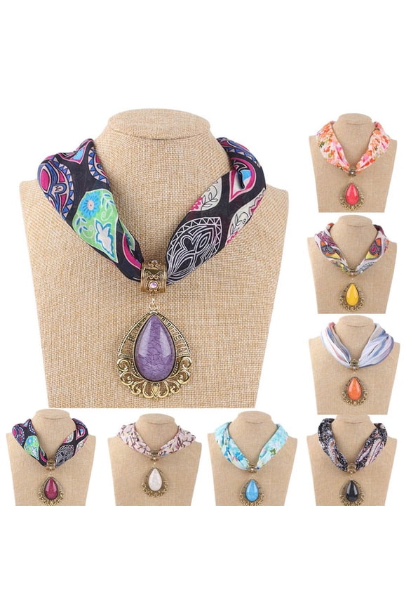 Winter Women's Scarf Necklace Alloy Pendant Cotton And Linen Accessory Bohemia Tassel Scarves Bead Pendant Scarf Charm Ethnic Style Infinity Scarves Christamas Gift