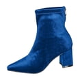 thumbnail image 1 of HAPIMO Women Ankle Boots Pointed Toe Block Heel Rear Zip Stretch Velvet Upper For Dinner Party And Urban Night Out Sessions Blue 40, 1 of 9