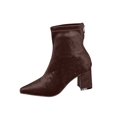 thumbnail image 1 of HAPIMO Women Ankle Boots Pointed Toe Block Heel Rear Zip Stretch Velvet Upper For Dinner Party And Urban Night Out Sessions Coffee 39, 1 of 9
