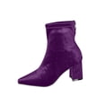 thumbnail image 1 of HAPIMO Women Ankle Boots Pointed Toe Block Heel Rear Zip Stretch Velvet Upper For Dinner Party And Urban Night Out Sessions Purple 41, 1 of 9