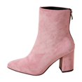 thumbnail image 1 of HAPIMO Women Ankle Boots Pointed Toe Block Heel Rear Zip Suede‑like Upper Footwear For Office Working And Casual Night Out Sessions Pink 38, 1 of 9
