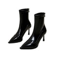 thumbnail image 1 of HAPIMO Women Ankle Boots Pointed Toe Heel Back Zipper Glossy Patent Upper Slim Shaft For Formal Banquet And Evening Social Activities Black 35, 1 of 9