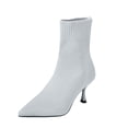 thumbnail image 1 of HAPIMO Women Ankle Boots Pointed Toe Heel Rear Zip Knit Stretch Upper Footwear For Evening Dating And Urban Social Gathering Gray 38, 1 of 5