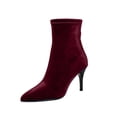 thumbnail image 1 of HAPIMO Women Ankle Boots Pointed Toe Heel Stretch Suede‑like Upper Footwear For Night Events And Fashion Weekend Gatherings Wine 43, 1 of 9