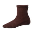thumbnail image 1 of HAPIMO Women Ankle Boots Square Toe Flat Heel Rear Zipper Stretch Suede‑like Upper Footwear For Evening Dates And Urban Daily Outings Coffee 37, 1 of 9