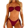 thumbnail image 1 of HAPIMO Women Bikini Swimsuits 2 Piece Bathing Suit Hawaiian Tropical Beachwear Halter Triangle Tops with Bottom Summer Seaside Clothes for Girls Wine L, 1 of 4