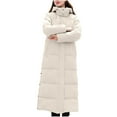 thumbnail image 1 of HAPIMO Women Long Quilted Coat Maxi Length Long Sleeve Puffer Jacket Solid Hooded Padded Coats Thick Warm Winter Outerwear Pockets Button White XXXL, 1 of 4