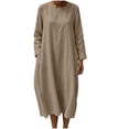 thumbnail image 1 of HAPIMO Women Maxi Dress With Round Neck Loose For Loungewear And Travel Coffee S, 1 of 8