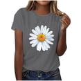 thumbnail image 1 of HAPIMO Women' Plus Size Bsaic Tees Crew Neck Tees Flower Graphic Casual Loose Fashion Clothes Summer Tops for Women Elegant Blouses Dressy Tunic Gray XL, 1 of 4