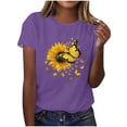 thumbnail image 1 of HAPIMO Women' Plus Size Casual Loose Flower Graphic Bsaic Tees Elegant Blouses Summer Tops for Women Fashion Clothes Crew Neck Tees Dressy Tunic Purple L, 1 of 4