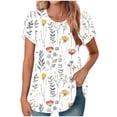 thumbnail image 1 of HAPIMO Women' Plus Size Casual Loose Flower Print Tops Summer Tops for Women Elegant Pleated Blouses Fashion Clothes Flowy Crew Neck Tees Dressy Tunic Multicolor L, 1 of 6