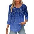 thumbnail image 1 of HAPIMO Women' Plus Size Crew Neck Tees Summer Tops for Women Casual Loose Flowy Fashion Clothes Flower Print Tops Elegant Pleated Blouses Dressy Tunic Dark Blue S, 1 of 9